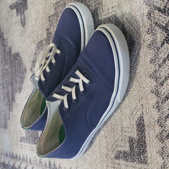 SOLD! Tory Burch Murray Canvas Grosgrain Navy/Green Women's - Picture 2 of 10